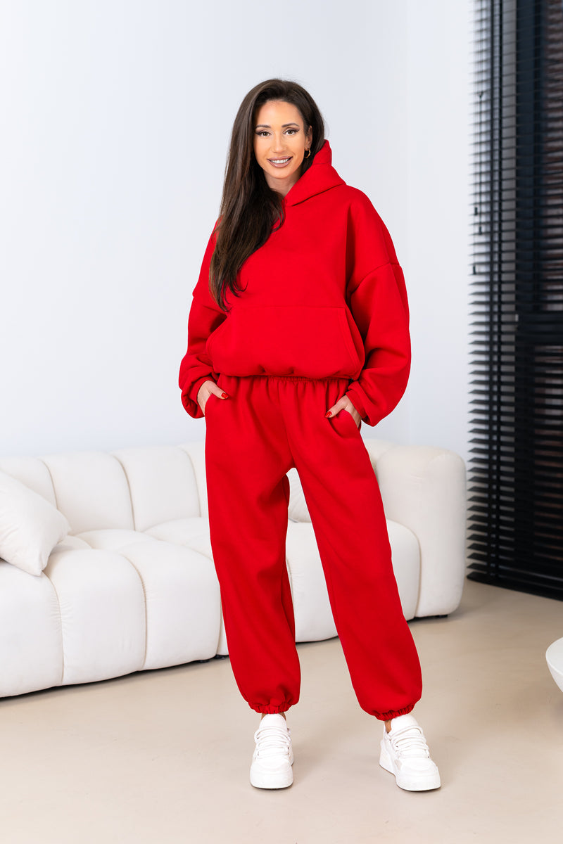 Kapuzen-Sweatshirt-Set in Unifarbe