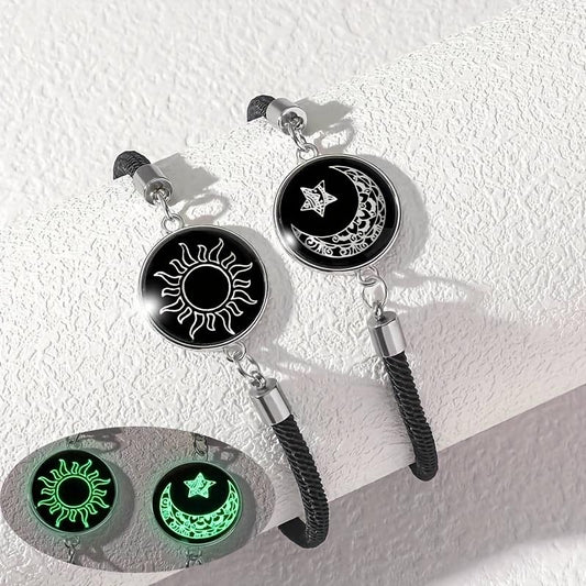 ❤️✨ Bracelet de couple avec motif soleil et lune – un lien qui perdure, même à distance ! ✨ 