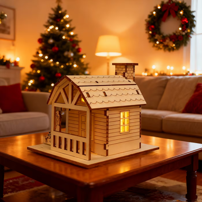 🎅Offres spéciales Noël - Maisons de Noël en bois illuminées, faites maison, pour les loisirs créatifs 