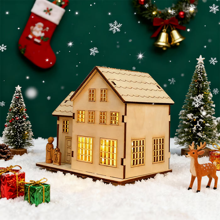 🎅Offres spéciales Noël - Maisons de Noël en bois illuminées, faites maison, pour les loisirs créatifs 