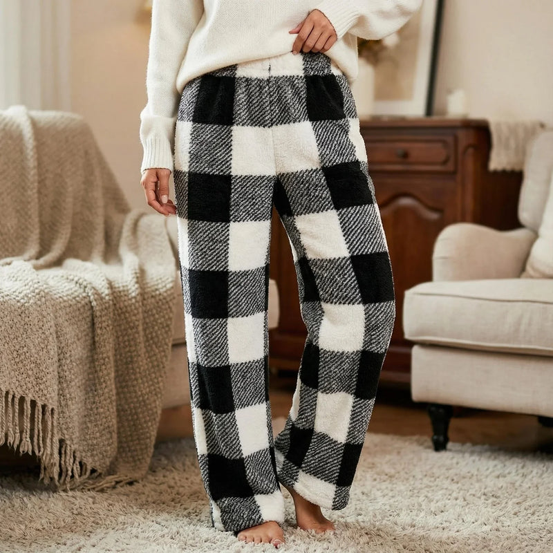Vintage-Winterhose für Damen mit Karomuster und Fleece-Futter