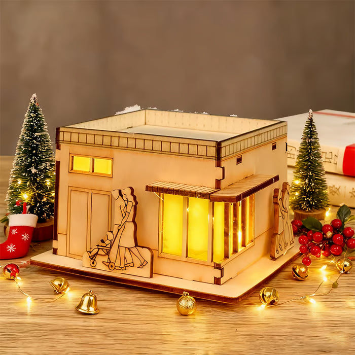 🎅Offres spéciales Noël - Maisons de Noël en bois illuminées, faites maison, pour les loisirs créatifs 