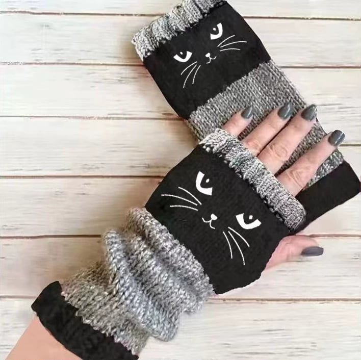 🏆🔥KAUF 2, ERHALTE 1 GRATIS🧤Gestrickte fingerlose Handschuhe für Damen – Weich, warm & perfekt für Smartphone und Alltag🐱
