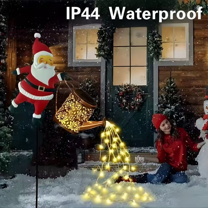 🎅✨Lumières solaires pour arrosoir du Père Noël – Décoration de jardin magique pour les fêtes ! 🌟