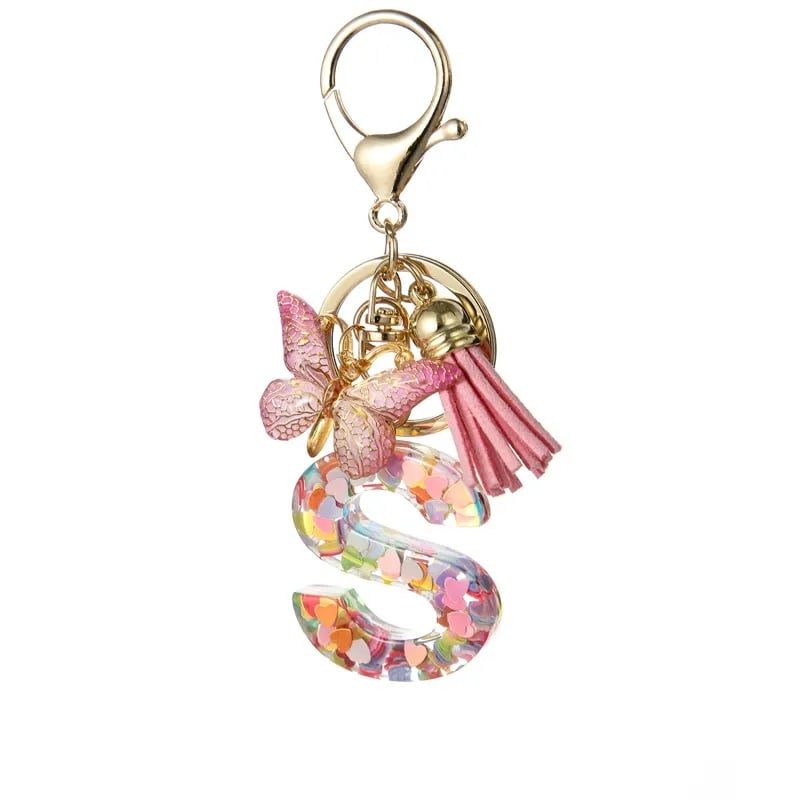 Pendentif lettre papillon Kuschelwohl™ avec pompon – Coloré et personnalisé (Vente de Noël 🎄)