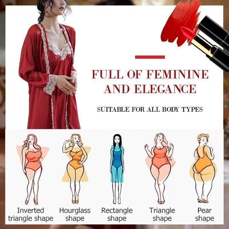 Kuschelwohl™ Eisseide-Schlafanzug Set mit Spitze (2- oder 5-teilig) – Sexy & Bequem 🎁 Weihnachts-Sale