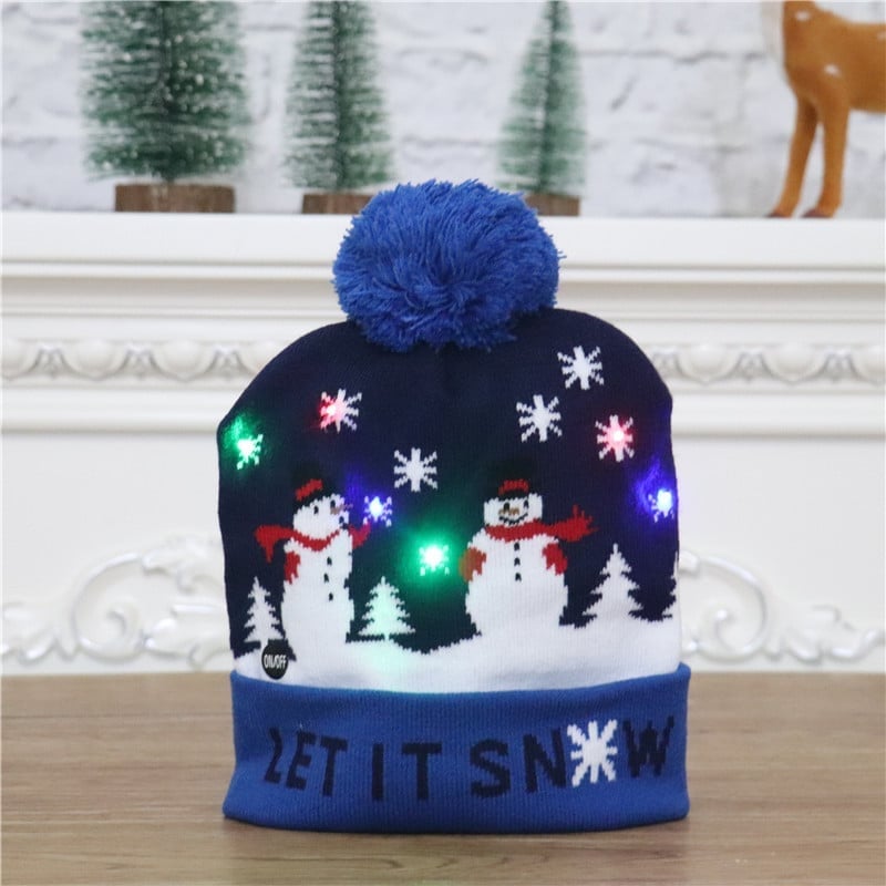 🎁 2025 Frühzeitiger Weihnachtsverkauf – Weihnachts-LED-Licht Strickmütze mit Rentier Design (Let It Snow) ✨