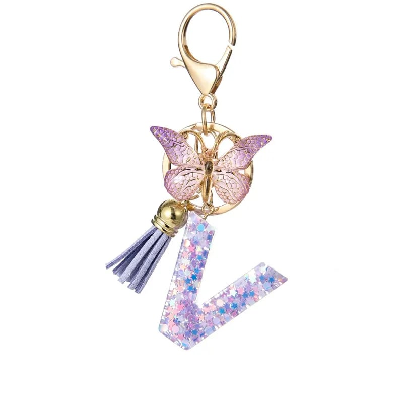 Pendentif lettre papillon Kuschelwohl™ avec pompon – Coloré et personnalisé (Vente de Noël 🎄)