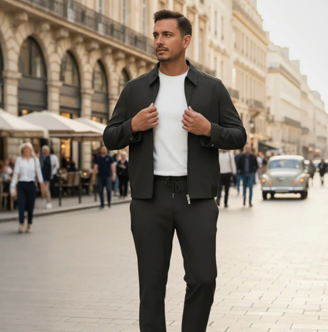 🧥👖 Kuschelwohl Herren Casual 2-Piece Set – Jacke + Jogger | weich, atmungsaktiv & smart-casual ✨