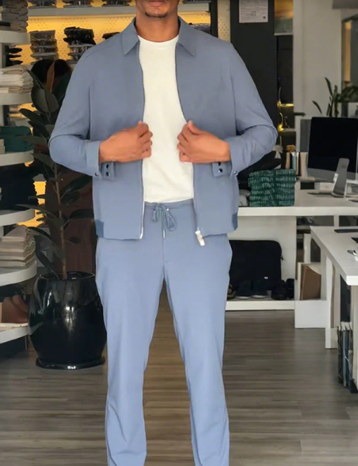 🧥👖 Kuschelwohl Herren Casual 2-Piece Set – Jacke + Jogger | weich, atmungsaktiv & smart-casual ✨