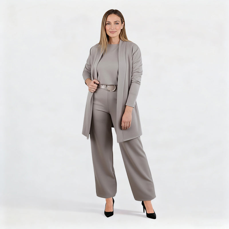 ⏳Winter-Ausverkauf⏰ Stilvolles dreiteiliges Set, bestehend aus langer Strickjacke, Top und Hose 💞
