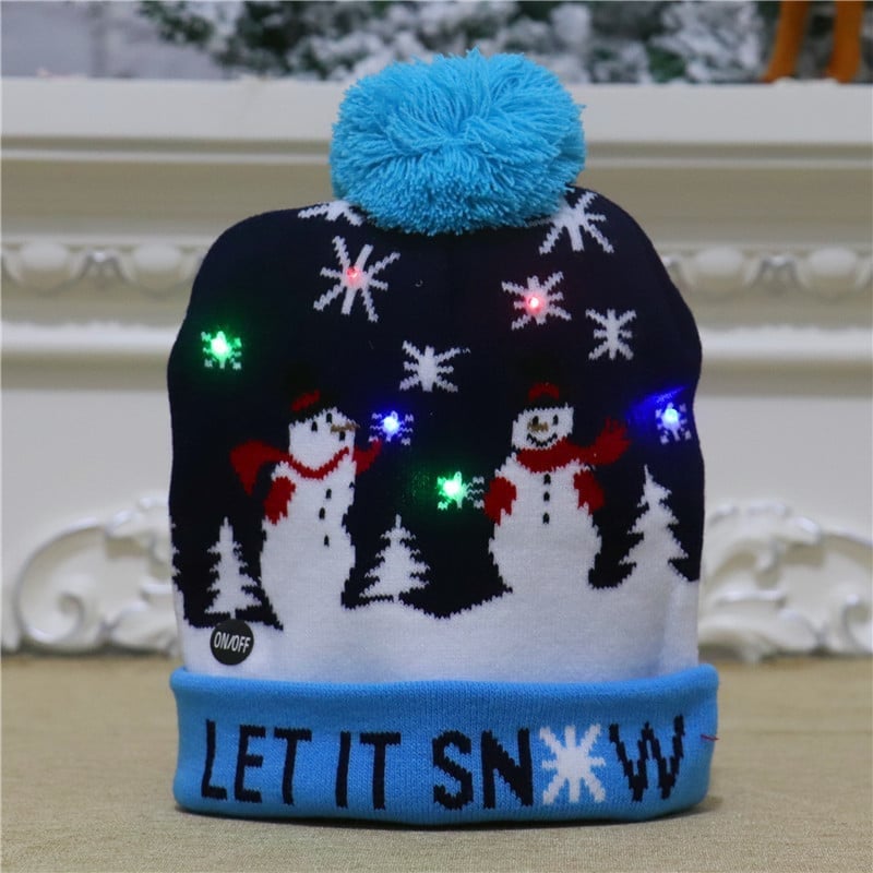 🎁 2025 Frühzeitiger Weihnachtsverkauf – Weihnachts-LED-Licht Strickmütze mit Rentier Design (Let It Snow) ✨