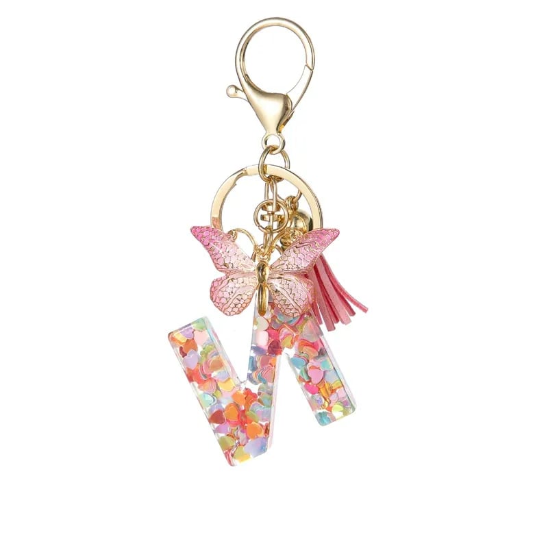 Pendentif lettre papillon Kuschelwohl™ avec pompon – Coloré et personnalisé (Vente de Noël 🎄)