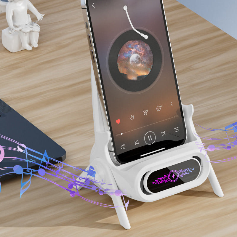 📱 50 % DE RÉDUCTION ! ✨ Support sans fil multifonctionnel avec charge rapide - Orientable à 360° avec écran LCD pour le bureau et les voyages 🚗💻