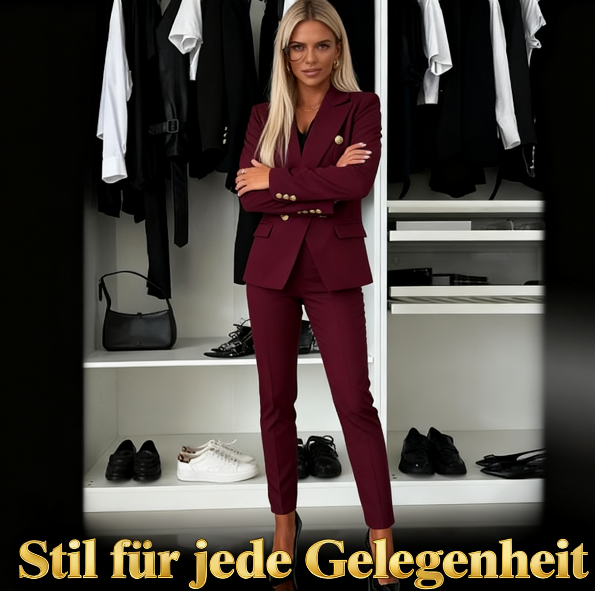 🔥HOT SALE 50% RABATT🔥 Damen-Doppelreihiger Blazer & Maßgeschneiderte Hosen-Kombination