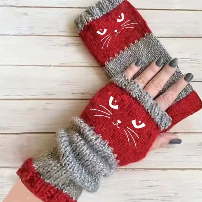 🏆🔥KAUF 2, ERHALTE 1 GRATIS🧤Gestrickte fingerlose Handschuhe für Damen – Weich, warm & perfekt für Smartphone und Alltag🐱