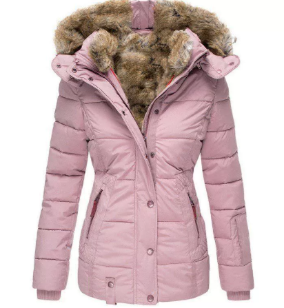 🧥❄️ Veste matelassée thermique confortable pour femme avec capuche en fausse fourrure – Chaude, coupe-vent et déperlante