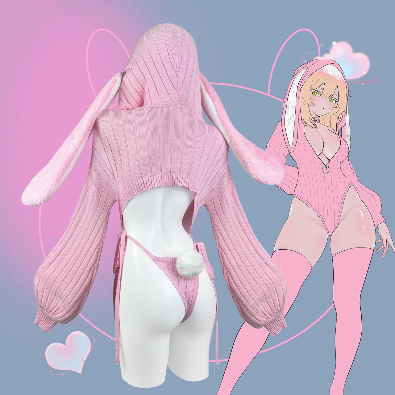 Schicker grauer Hoodie-Body mit Hasenohren