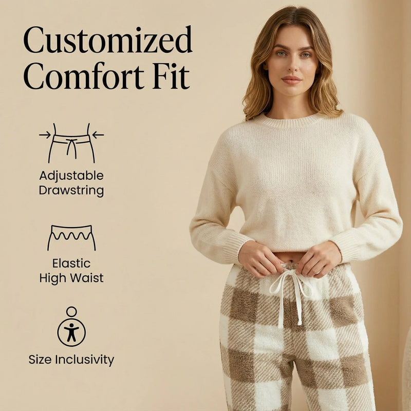Vintage-Winterhose für Damen mit Karomuster und Fleece-Futter