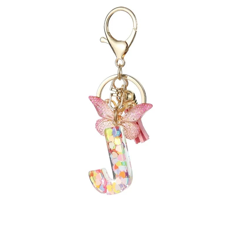 Pendentif lettre papillon Kuschelwohl™ avec pompon – Coloré et personnalisé (Vente de Noël 🎄)