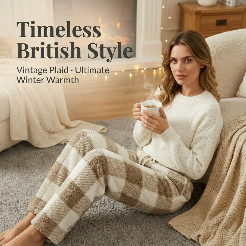 Vintage-Winterhose für Damen mit Karomuster und Fleece-Futter