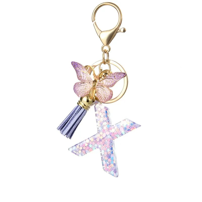 Pendentif lettre papillon Kuschelwohl™ avec pompon – Coloré et personnalisé (Vente de Noël 🎄)