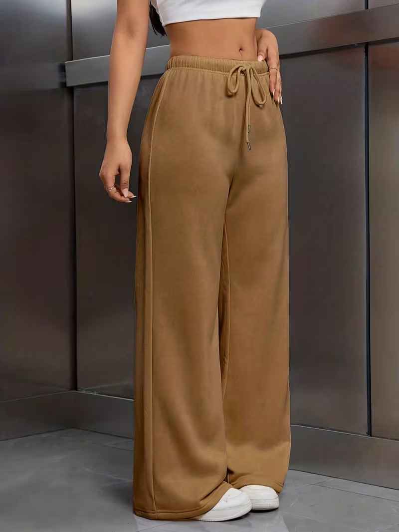 Pantalon d'hiver pour femme, doublé polaire, coupe droite et cordon de serrage 