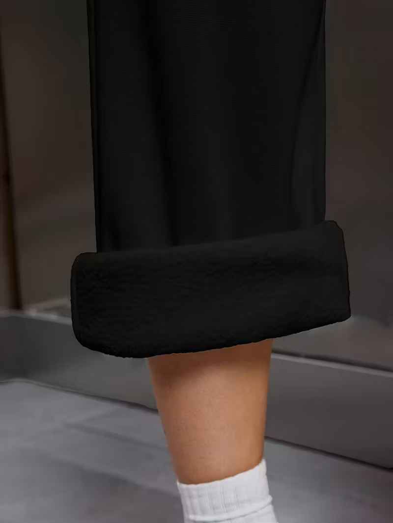 Pantalon d'hiver pour femme, doublé polaire, coupe droite et cordon de serrage 