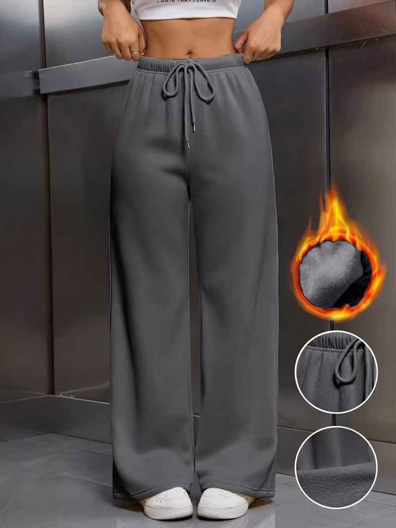 Pantalon d'hiver pour femme, doublé polaire, coupe droite et cordon de serrage 