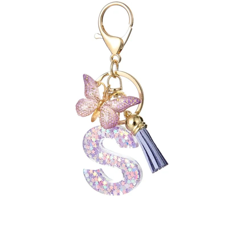 Pendentif lettre papillon Kuschelwohl™ avec pompon – Coloré et personnalisé (Vente de Noël 🎄)