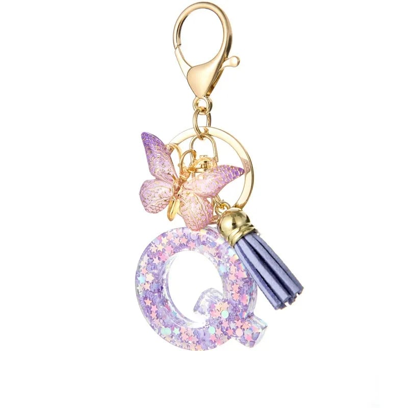 Pendentif lettre papillon Kuschelwohl™ avec pompon – Coloré et personnalisé (Vente de Noël 🎄)