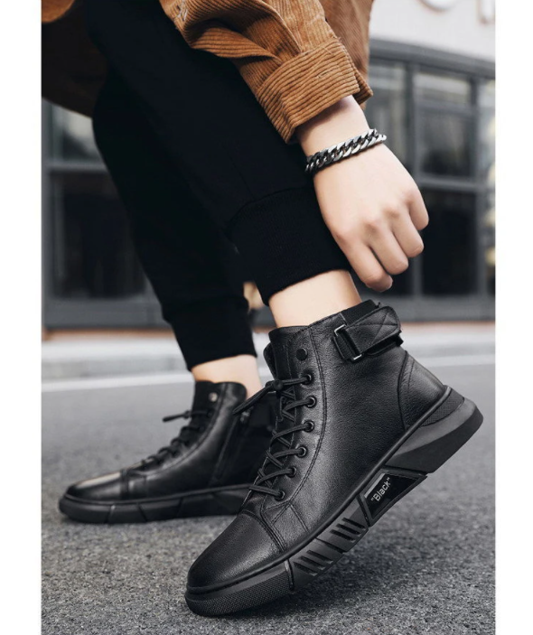 🎁Heißer Ausverkauf 50% Rabatt⏳Schwarze, lässige, vielseitige Herren-Stiefeletten aus echtem Leder
