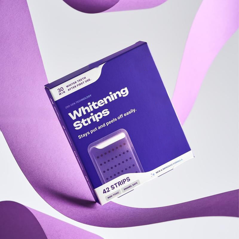 Purple Zahnaufhellungsstreifen – 7/21 Aufhellungsanwendungen – Schonend für den Zahnschmelz – Für empfindliche Zähne geeignet – Peroxidfrei