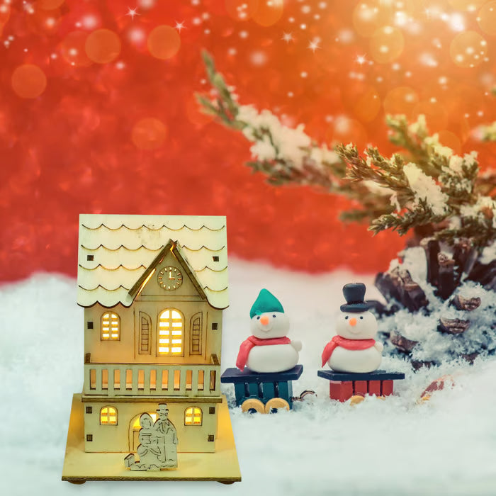 🎅Offres spéciales Noël - Maisons de Noël en bois illuminées, faites maison, pour les loisirs créatifs 