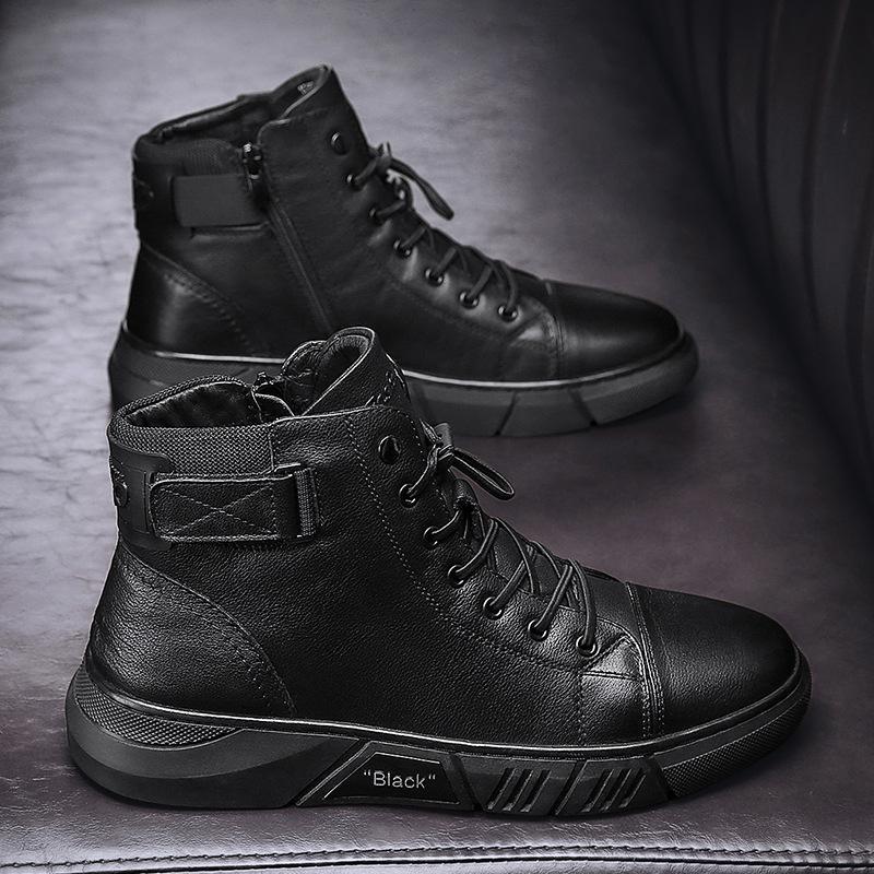 🎁Heißer Ausverkauf 50% Rabatt⏳Schwarze, lässige, vielseitige Herren-Stiefeletten aus echtem Leder