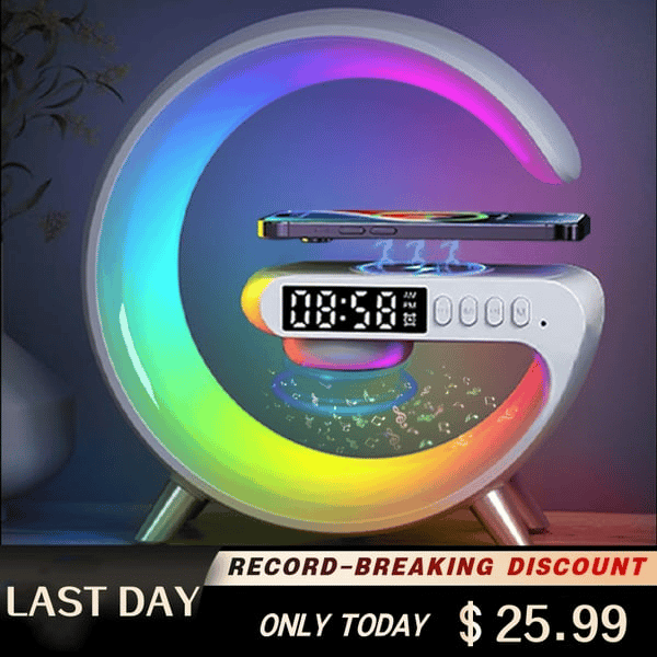 🎁Last Day Sale 49% OFF🔥Kuschelwohl Multifunktionaler Bluetooth-Lautsprecher – Farbwechsel, kabelloses Laden & Wecker, jetzt im Weihnachtsrabatt 🎄