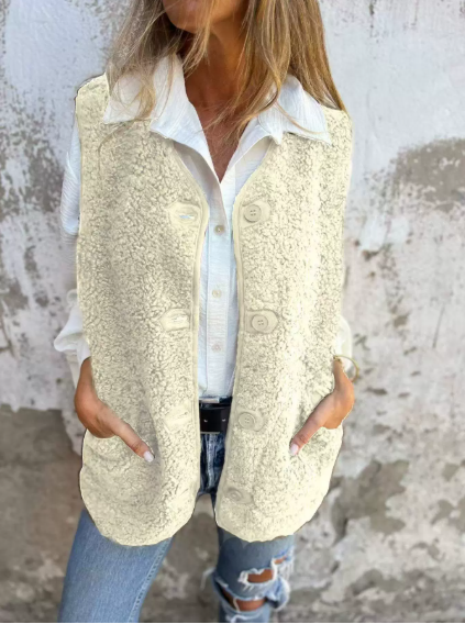 🎉Nouveauté – 50 % de réduction💛Gilet court et chaud d'automne pour femme avec patte de boutonnage