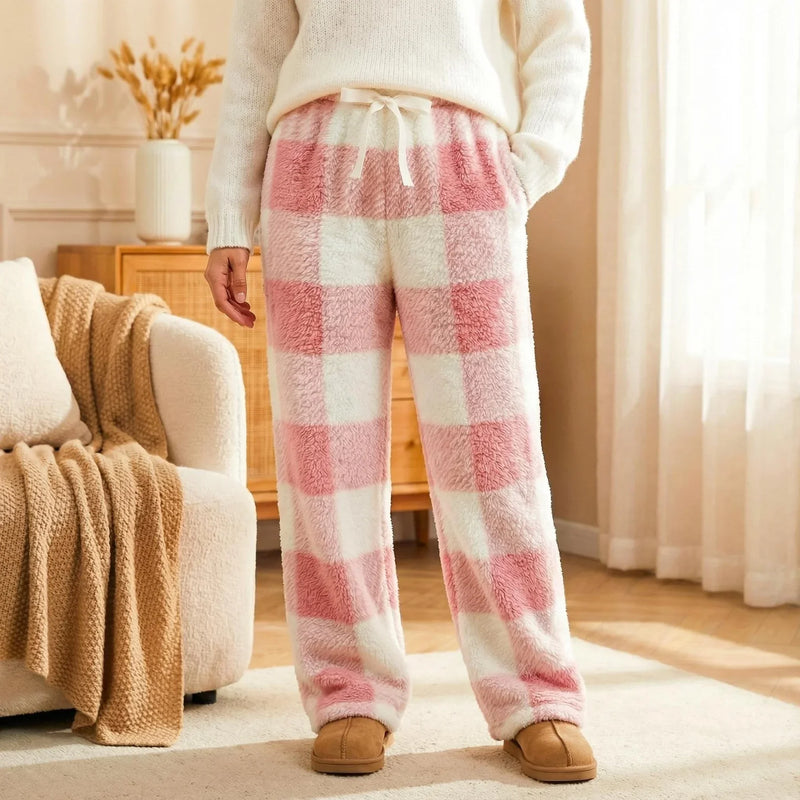 Vintage-Winterhose für Damen mit Karomuster und Fleece-Futter