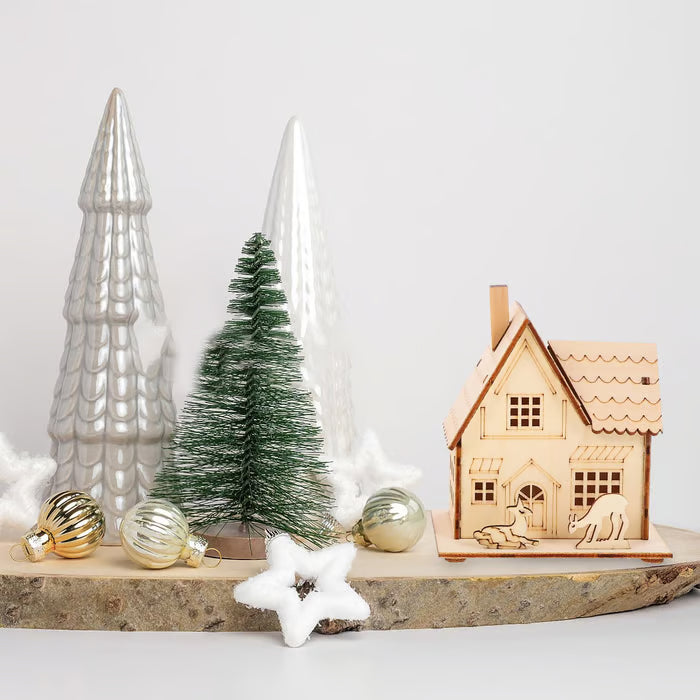 🎅Offres spéciales Noël - Maisons de Noël en bois illuminées, faites maison, pour les loisirs créatifs 