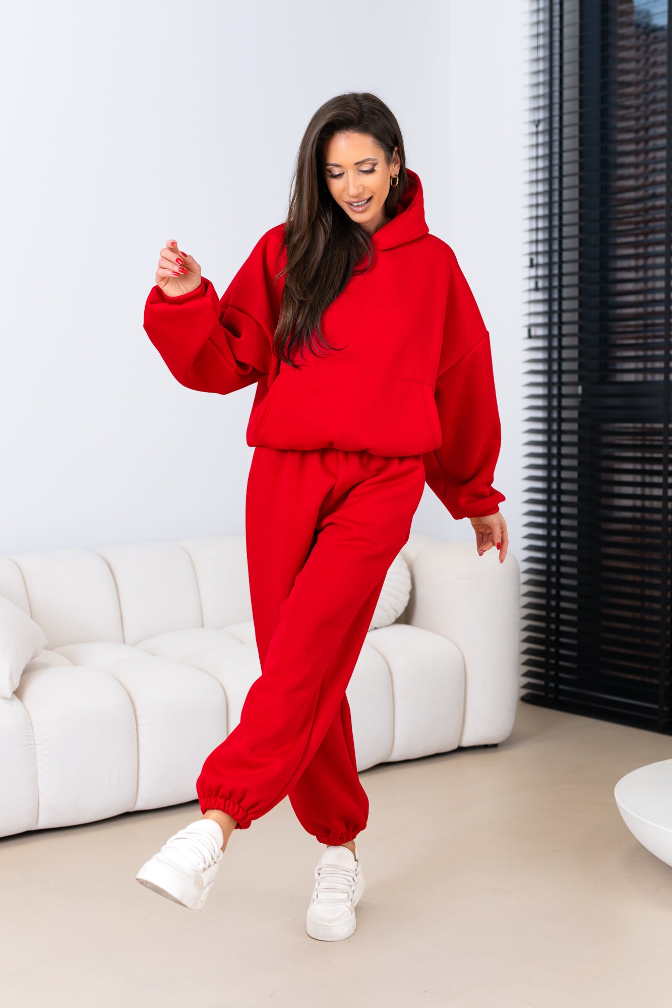 Kapuzen-Sweatshirt-Set in Unifarbe