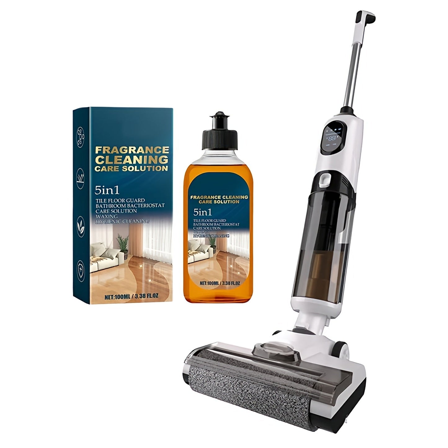 Nass- und Trockenstaubsauger Selbstreinigend Kabellos Bodenreiniger Leichter Mopp für Hartböden Tierhaare Essensreste Rundum-Reinigung ohne Auslass