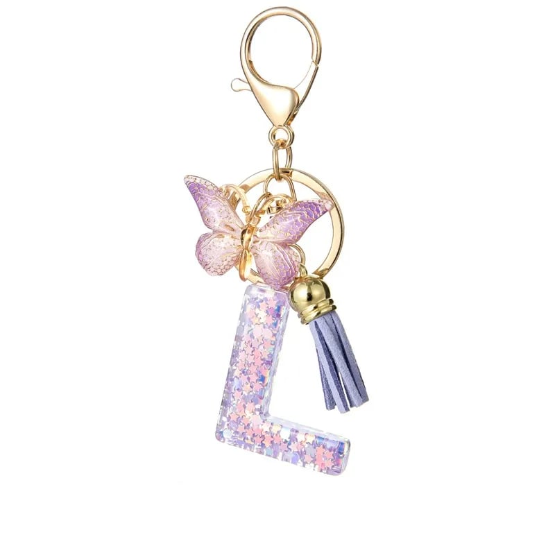 Pendentif lettre papillon Kuschelwohl™ avec pompon – Coloré et personnalisé (Vente de Noël 🎄)