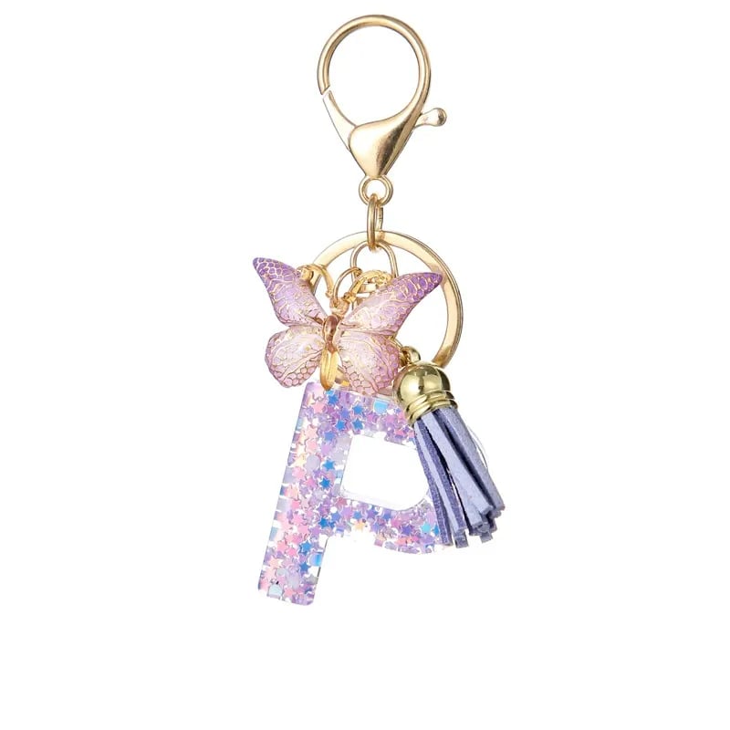 Pendentif lettre papillon Kuschelwohl™ avec pompon – Coloré et personnalisé (Vente de Noël 🎄)