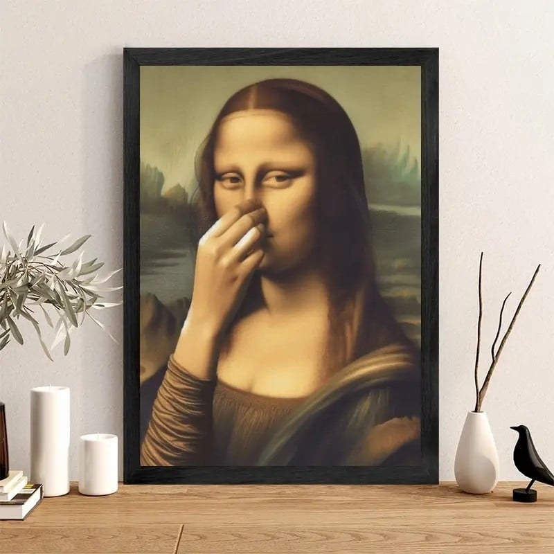 Weihnachtsdekoration im Stil der Mona Lisa, lustige Vintage-Toilettenhumor-Zimmerdekoration