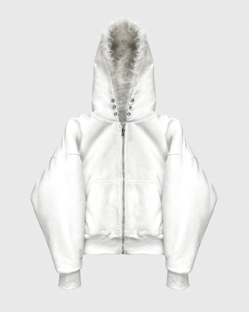 Sweat à capuche zippé réversible en polaire – Tendance hiver 2025 ❄️ | Soldes de Noël : jusqu’à 45 % de réduction et sans frais cachés ! 🎁 