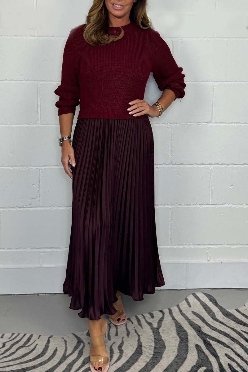Robe plissée élégante à manches longues Kuschelwohl™ – couleur unie (Grandes soldes de Noël 🎄)