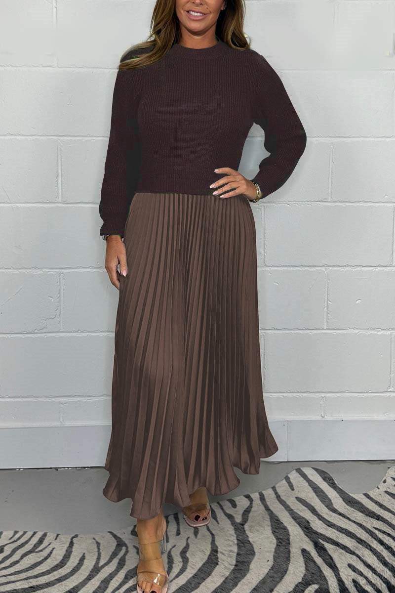 Robe plissée élégante à manches longues Kuschelwohl™ – couleur unie (Grandes soldes de Noël 🎄)
