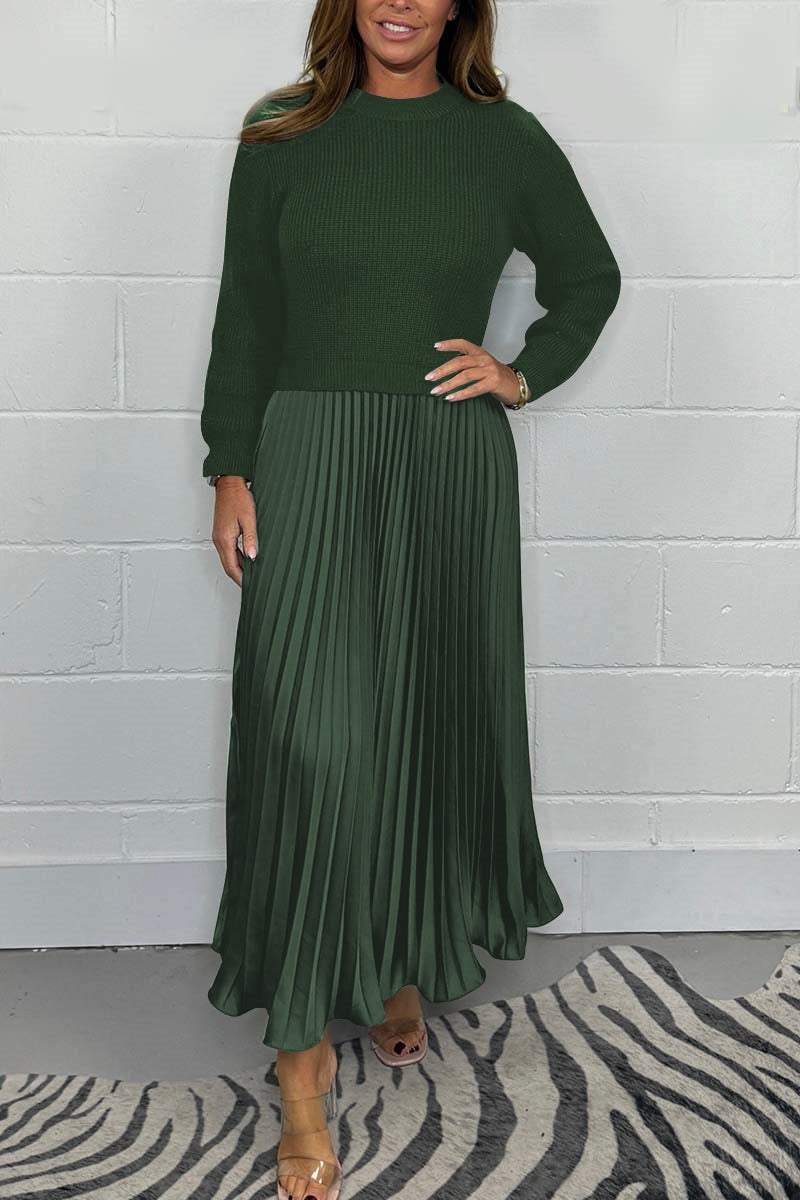 Robe plissée élégante à manches longues Kuschelwohl™ – couleur unie (Grandes soldes de Noël 🎄)