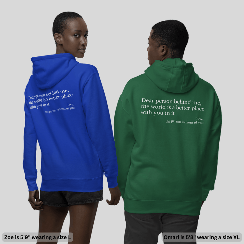 Der Original-Hoodie „Liebe Person hinter mir“