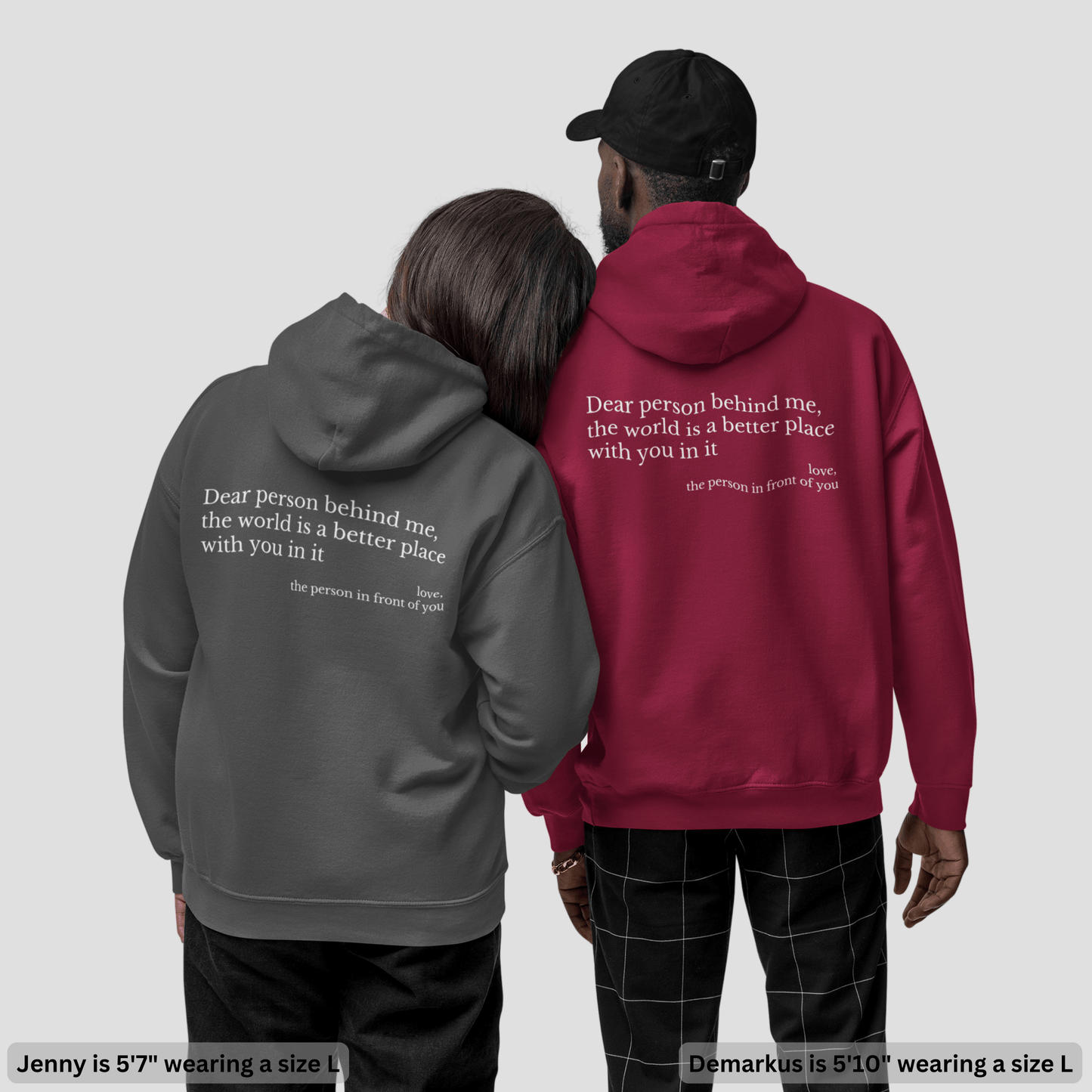 Der Original-Hoodie „Liebe Person hinter mir“